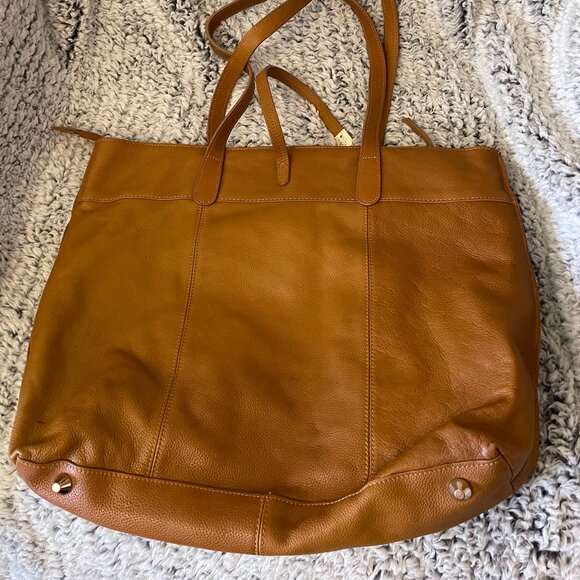 STELLA & MAX LEATHER LARGE CONAC BROWN SHOULDER TOTE BAG - Picture 2 of 6